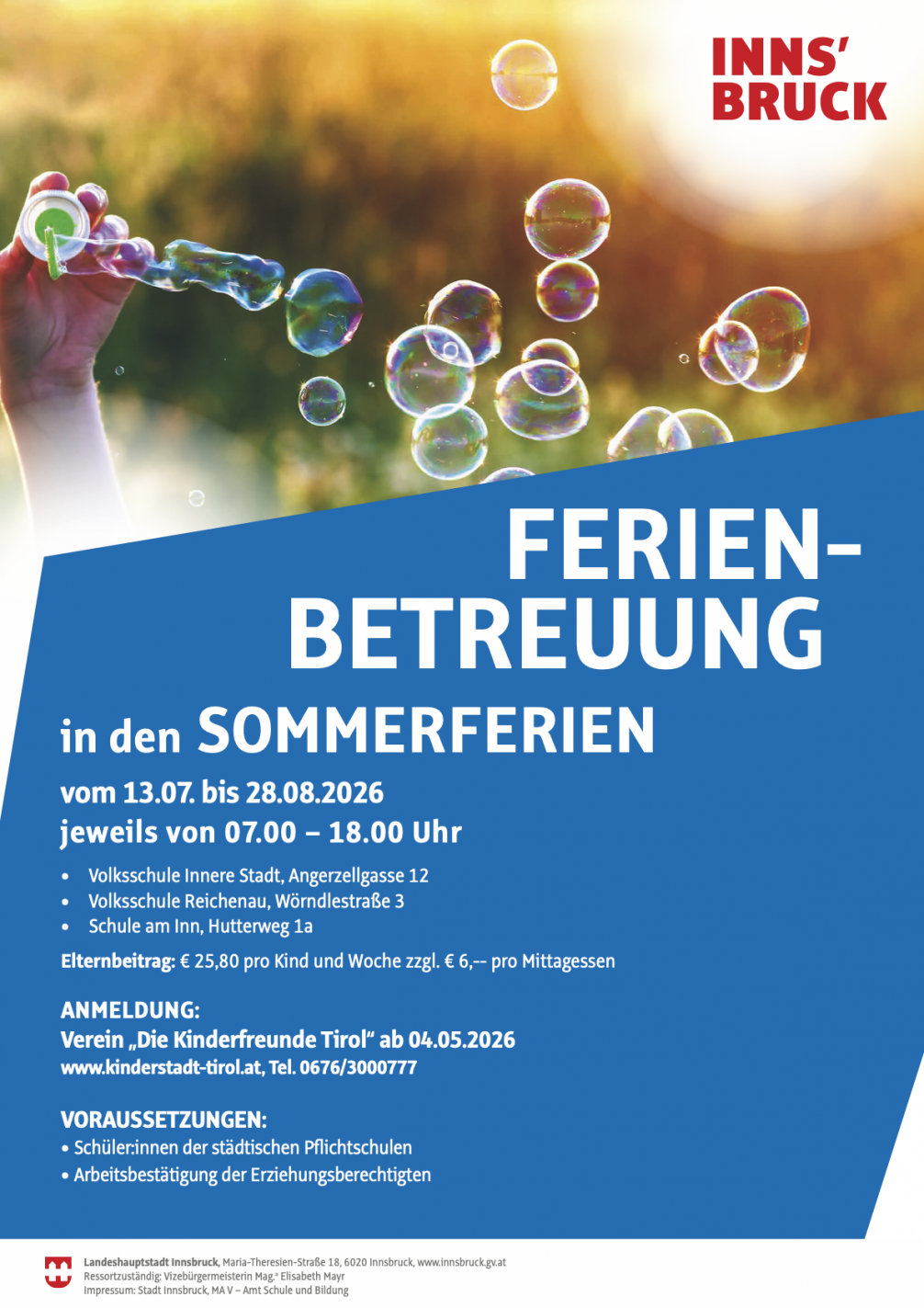 Ferienbetreuung Sommerferien 2026